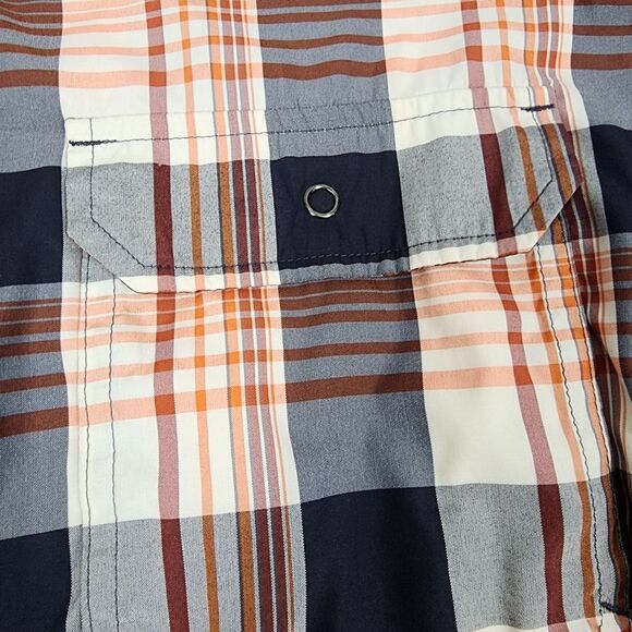 Patagonia El Ray Short Sleeve Plaid Snap Button Up Shirt Gray Orange Men’s M - Picture 4 of 5